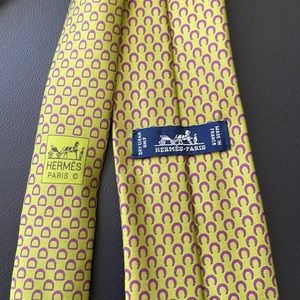 Hermes “good luck” silk tie with horseshoes
